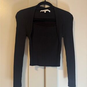 Celebrity Pink Black Ribbed Top